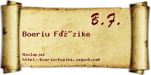 Boeriu Füzike névjegykártya